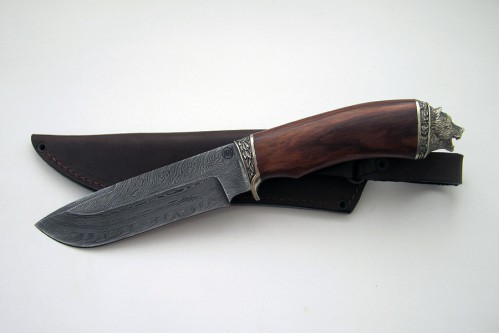 Нож "Лось" (торцевой дамаск) - работа мастерской кузнеца Марушина А.И.